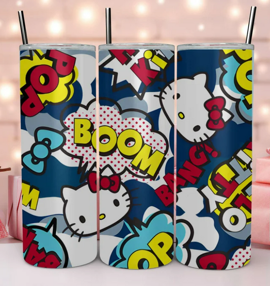Hello Kitty inspired comic 20oz tumbler